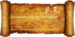 Jovanovity Krisztofer névjegykártya
